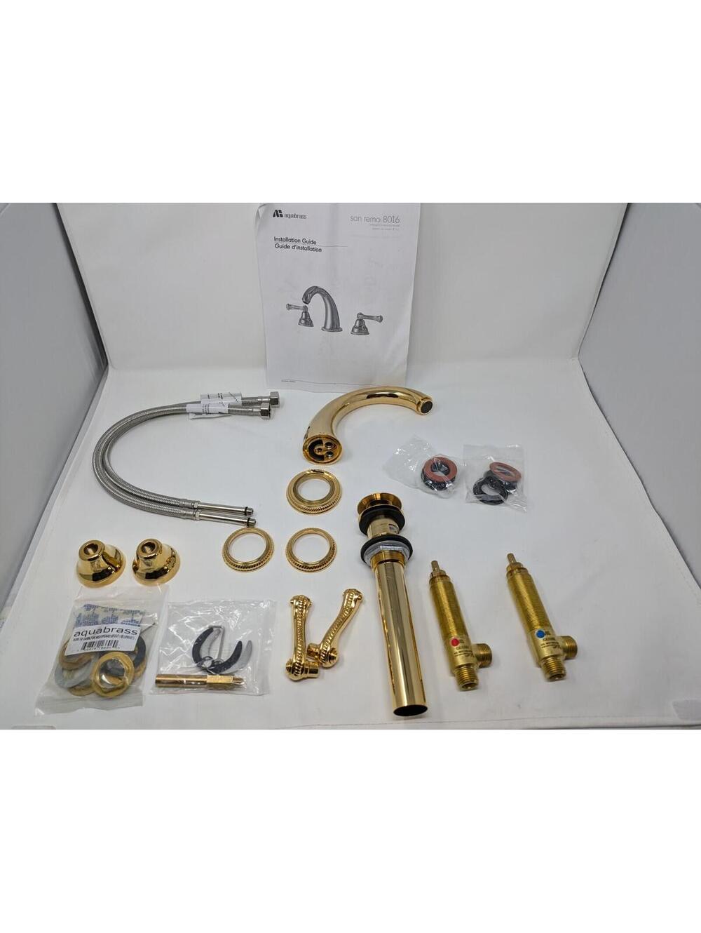 Aquabrass San Remo 8016 Widespread Lavatory Faucet Gold -NEW!